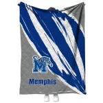 memphis tigers stroke art blue white quilt blanket best selling
