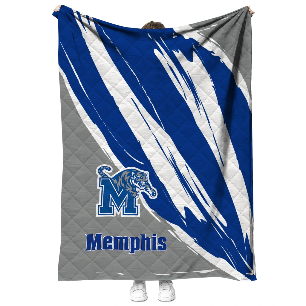 memphis tigers stroke art blue white quilt blanket fashion forward