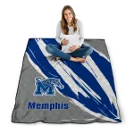 memphis tigers stroke art blue white quilt blanket best selling