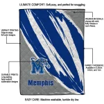 memphis tigers stroke art blue white quilt blanket best selling