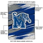 memphis tigers wild lines blue white quilt blanket best selling