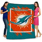 miami dolphins block border aqua quilt blanket best selling