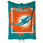 miami dolphins block border aqua quilt blanket best selling