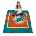 miami dolphins block border aqua quilt blanket best selling