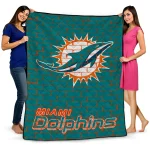 miami dolphins brick grid aqua quilt blanket best selling