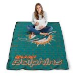 miami dolphins brick grid aqua quilt blanket best selling