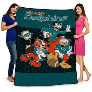 miami dolphins disney football aqua quilt blanket best selling