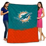 miami dolphins dot illusion aqua quilt blanket best selling