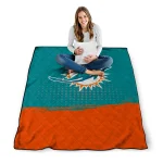 miami dolphins dot illusion aqua quilt blanket best selling
