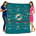 miami dolphins handdrawn stripes aqua quilt blanket best selling