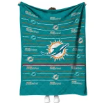 miami dolphins handdrawn stripes aqua quilt blanket best selling
