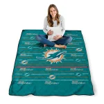 miami dolphins handdrawn stripes aqua quilt blanket best selling