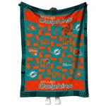 miami dolphins helmet heart aqua quilt blanket best selling