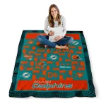 miami dolphins helmet heart aqua quilt blanket best selling
