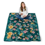 miami dolphins hibiscus foliage aqua quilt blanket best selling
