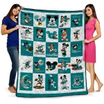 miami dolphins mickey pattern aqua white quilt blanket best selling