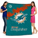 miami dolphins shield badge aqua quilt blanket best selling
