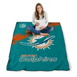 miami dolphins shield badge aqua quilt blanket best selling