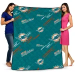 miami dolphins sketch lines aqua quilt blanket best selling