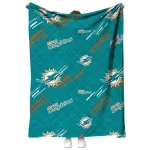 miami dolphins sketch lines aqua quilt blanket best selling