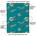 miami dolphins sketch lines aqua quilt blanket best selling