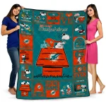 miami dolphins snoopy love aqua quilt blanket best selling