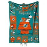 miami dolphins snoopy love aqua quilt blanket best selling