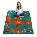 miami dolphins snoopy love aqua quilt blanket best selling