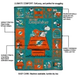 miami dolphins snoopy love aqua quilt blanket best selling