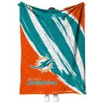 miami dolphins stroke art aqua white quilt blanket best selling
