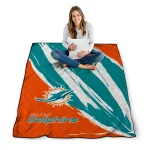 miami dolphins stroke art aqua white quilt blanket best selling