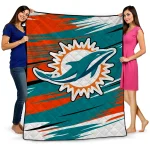 miami dolphins wild lines aqua white quilt blanket best selling