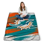 miami dolphins wild lines aqua white quilt blanket best selling