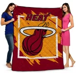 miami heat block border red quilt blanket best selling