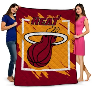 miami heat block border red quilt blanket best selling