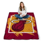 miami heat block border red quilt blanket best selling