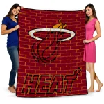 miami heat brick grid red quilt blanket best selling