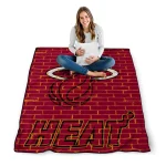 miami heat brick grid red quilt blanket best selling