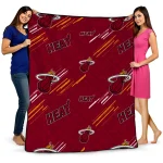 miami heat sketch lines red quilt blanket best selling
