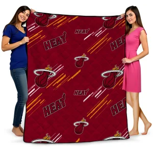 miami heat sketch lines red quilt blanket best selling
