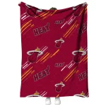 miami heat sketch lines red quilt blanket best selling