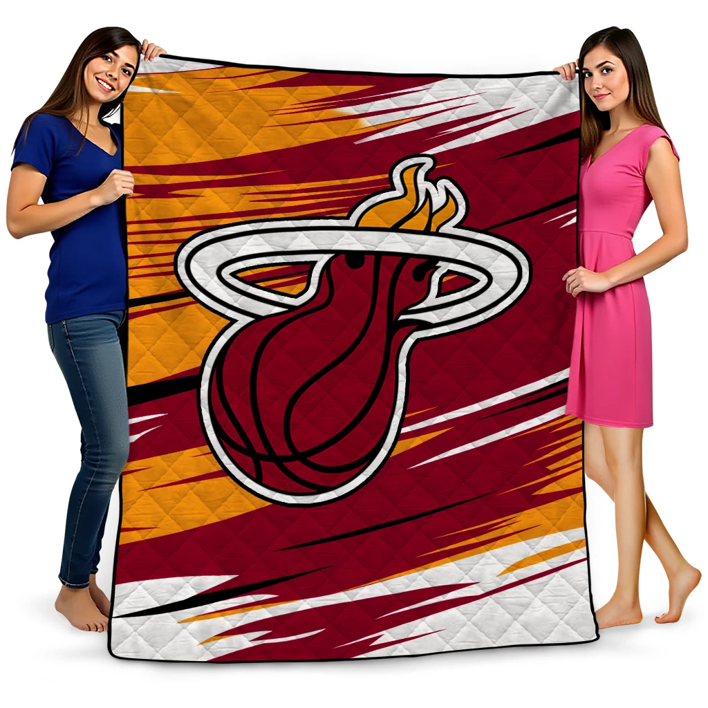 miami heat wild lines red white quilt blanket best selling