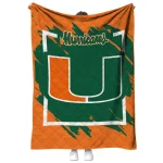 miami hurricanes block border orange quilt blanket best selling