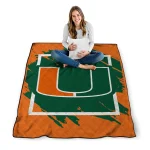 miami hurricanes block border orange quilt blanket best selling
