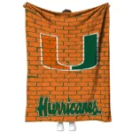 miami hurricanes brick grid orange quilt blanket best selling