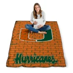 miami hurricanes brick grid orange quilt blanket best selling