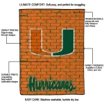 miami hurricanes brick grid orange quilt blanket best selling