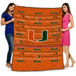 miami hurricanes handdrawn stripes orange quilt blanket best selling