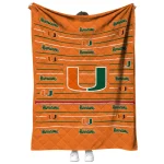 miami hurricanes handdrawn stripes orange quilt blanket best selling