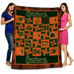 miami hurricanes helmet heart orange quilt blanket best selling